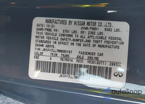 2022 Infiniti Q60 Red Sport 400 Awd from USA, damaged, VIN JN1FV7LL7NM680167